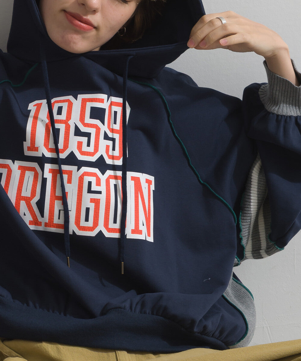 TP708- 拼布Printed Sweatshirt | Grey | Navy