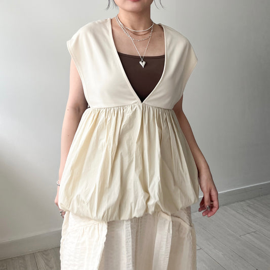 TP633-  Balloon Vest Top | Ivory | Charcoal | Black