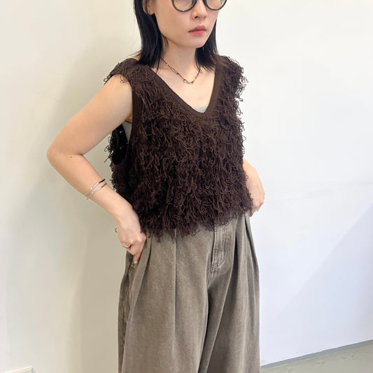 TP661- Boucle Short Vest | Ivory | Brown | Black