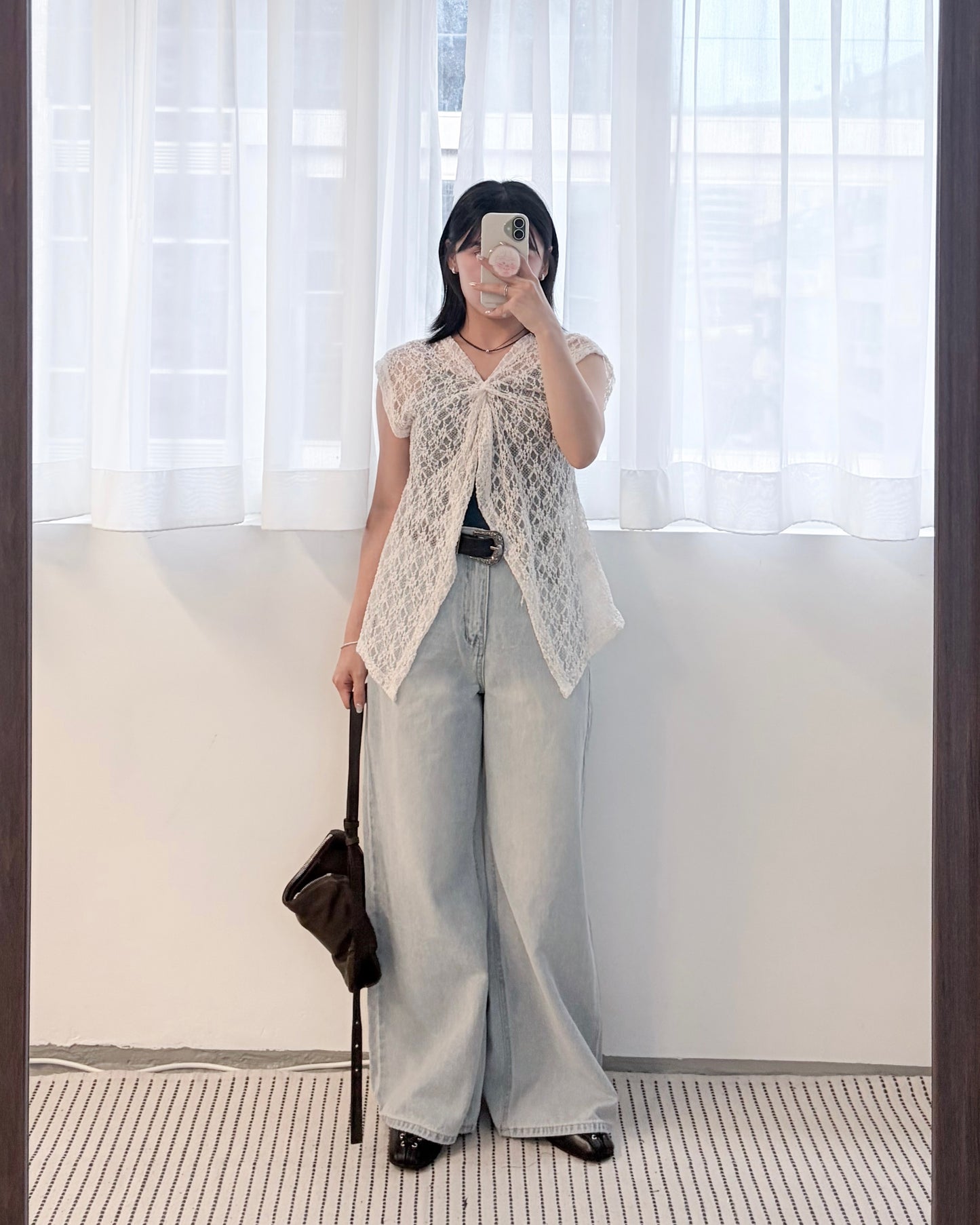 TP815- 2 Way Lace Top | Ivory | Black