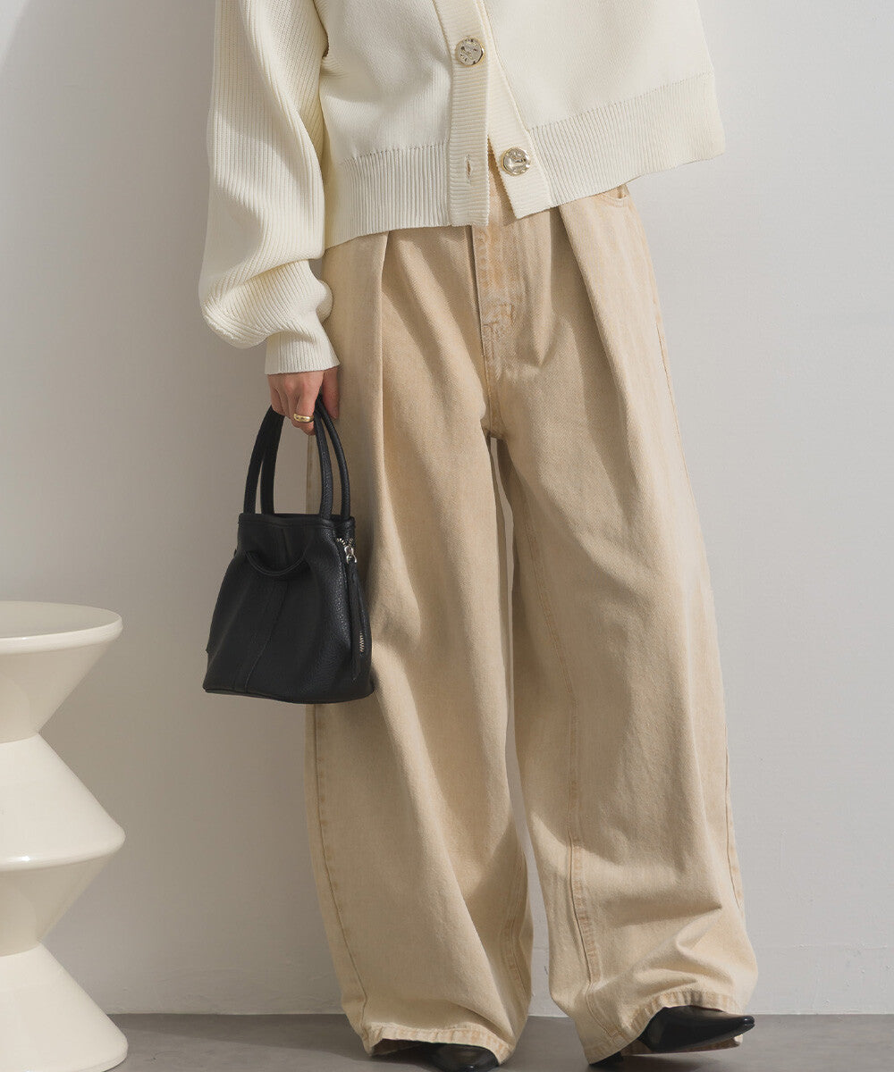 PT109- Denim Tuck Pant | Yellow | Grey