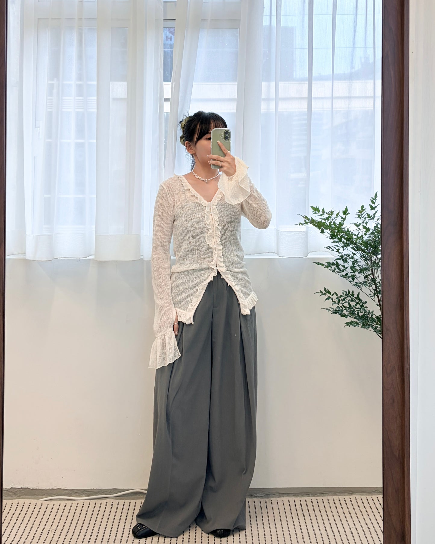 TP688- Gorgeous Ruffle Top | Ivory | Grey | Black