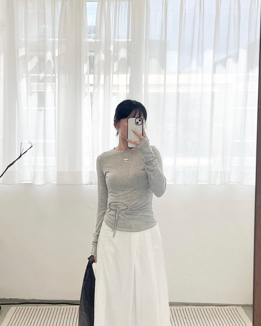TP673- Circle Drawstring Top | White |Grey | Black