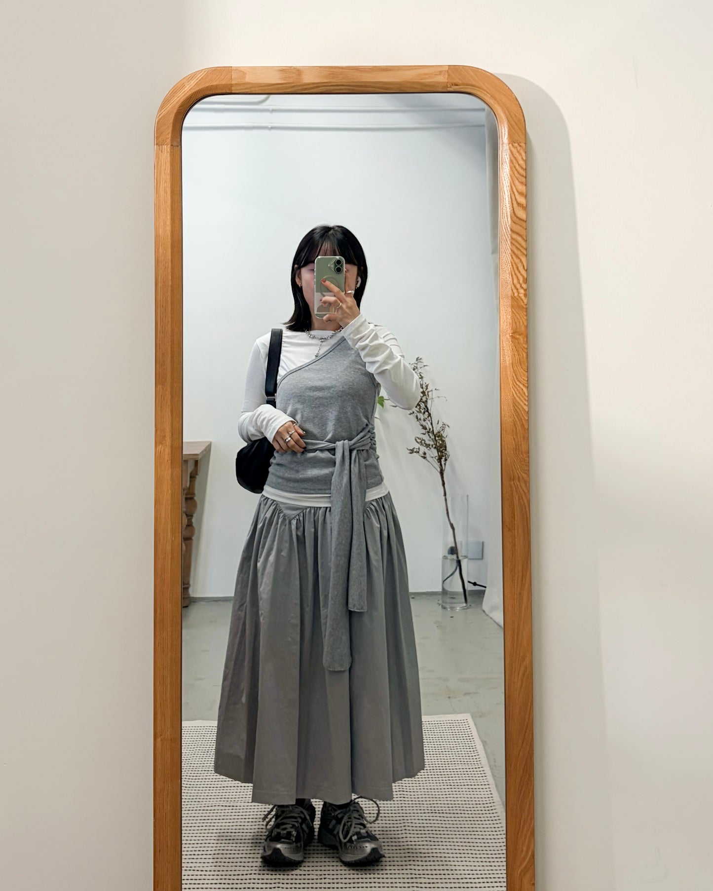 SK138- High Quality Umbrella Skirt | Grey | Navy ( S / M )