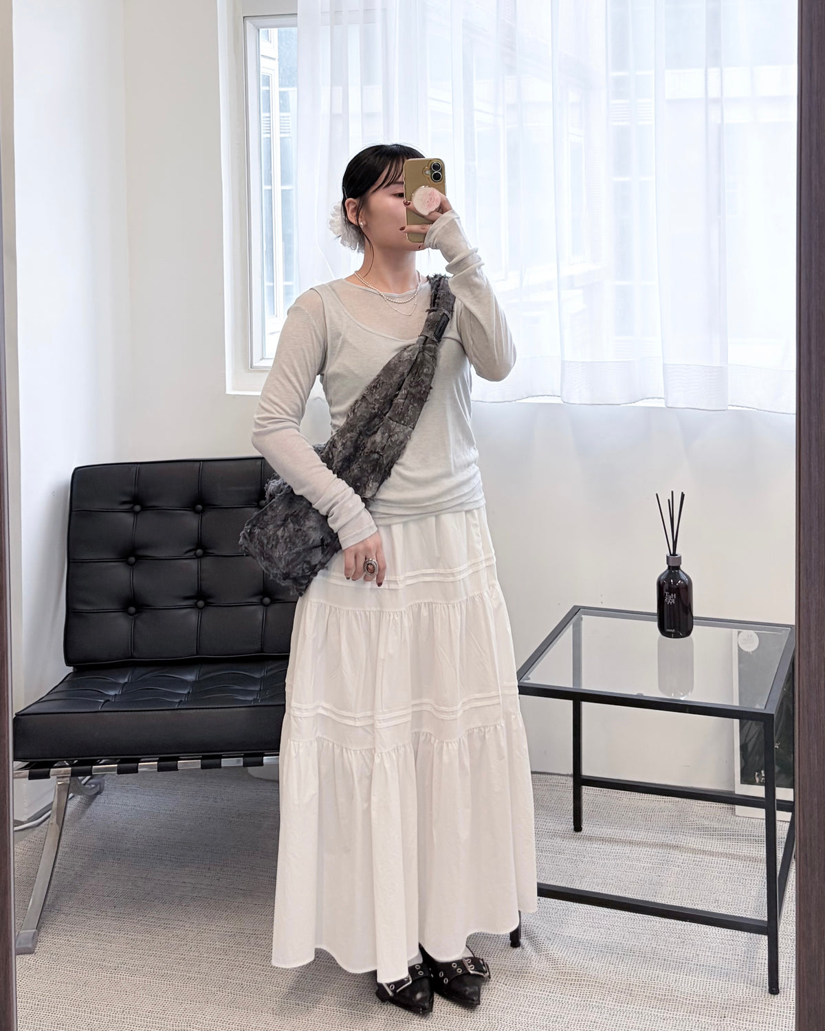 TP846- 透膚連背心Top | White | Grey | Dark Grey