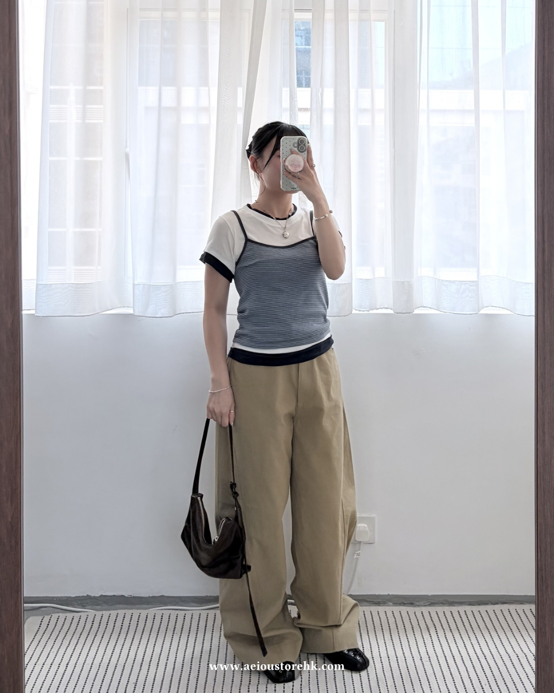 TP771- 假3件橫間Tee | White | Grey