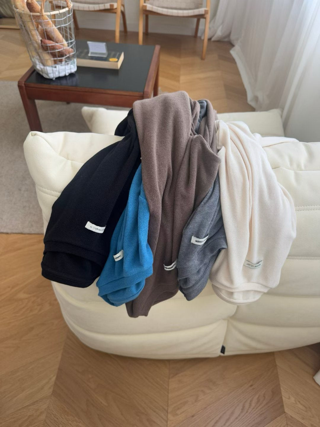 TP674- Logo Tag Cotton Top | Ivory | Grey | Blue | Brown | Black