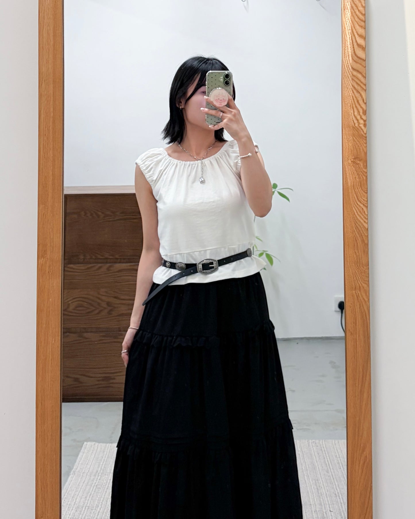 TP757- Square Neck Vest Top | White | Orange Red | Grey