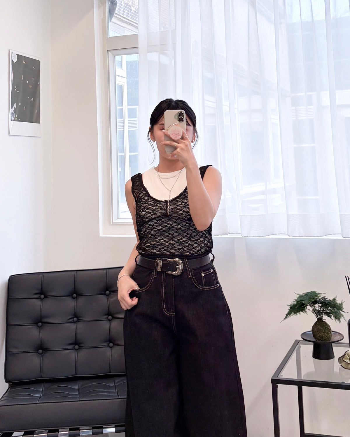 TP831- Short Lace Vest | Ivory | Black