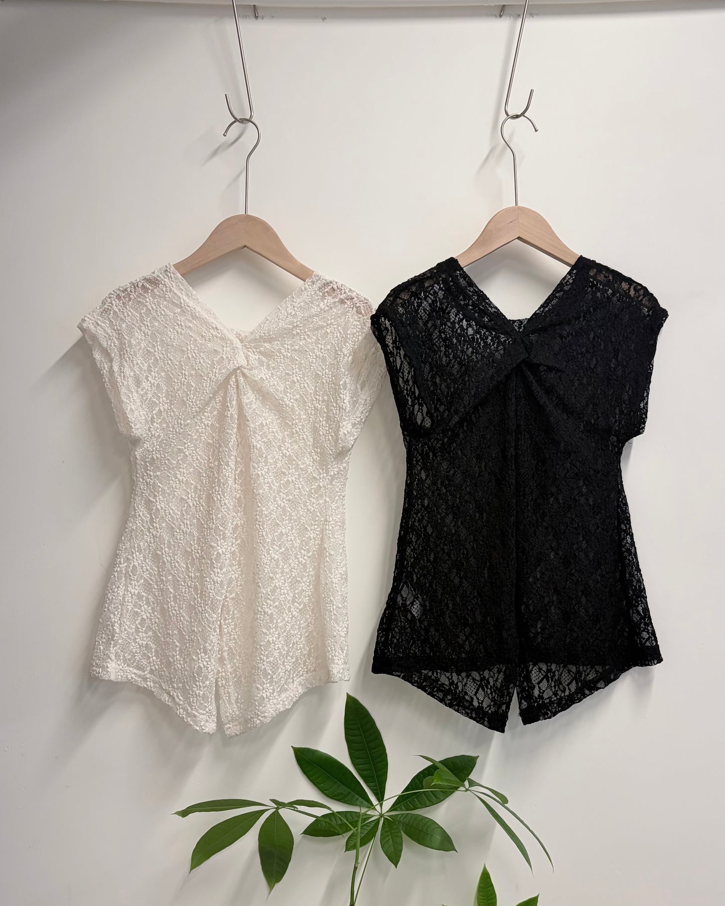 TP815- 2 Way Lace Top | Ivory | Black