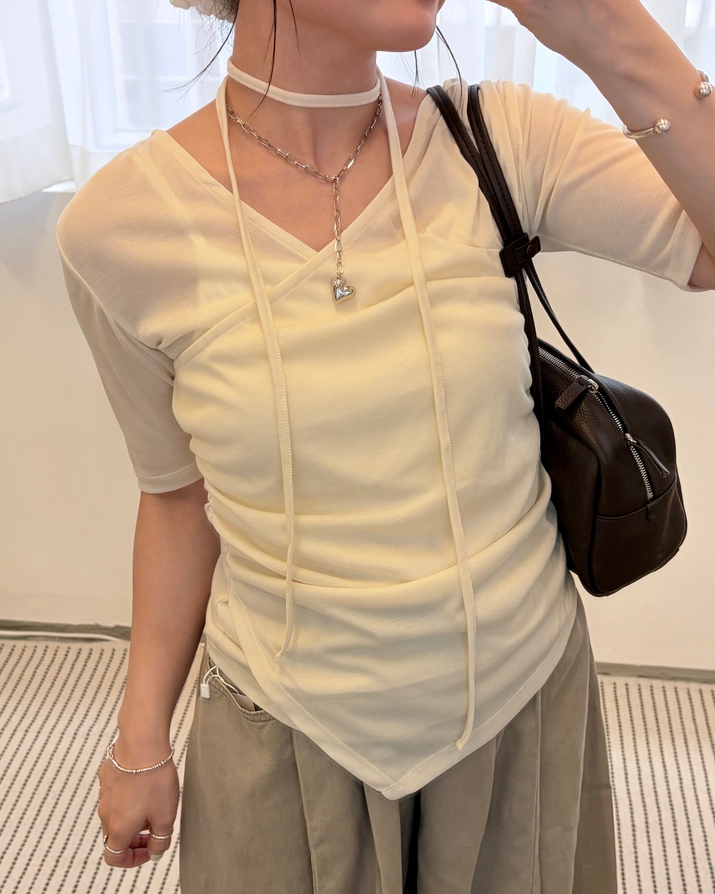 TP801- 2 Way draped Pullover | Cream | Grey | Black