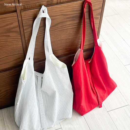 BG45- Daily Tote Bag | Red | Stripe White