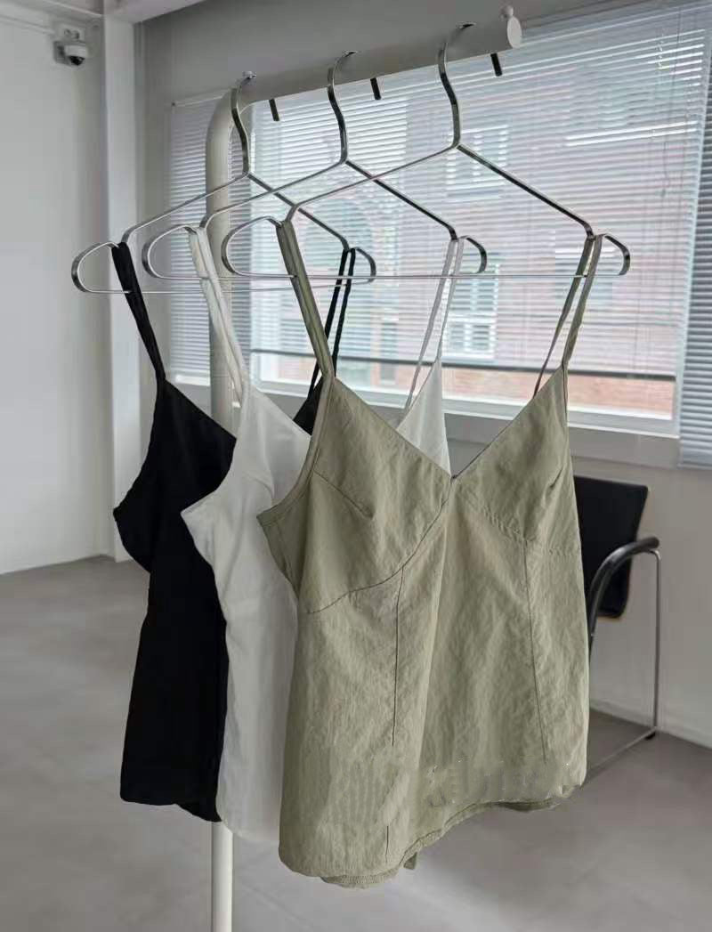TP832- Back Ribbon V Neck Vest | White | Light Green | Black