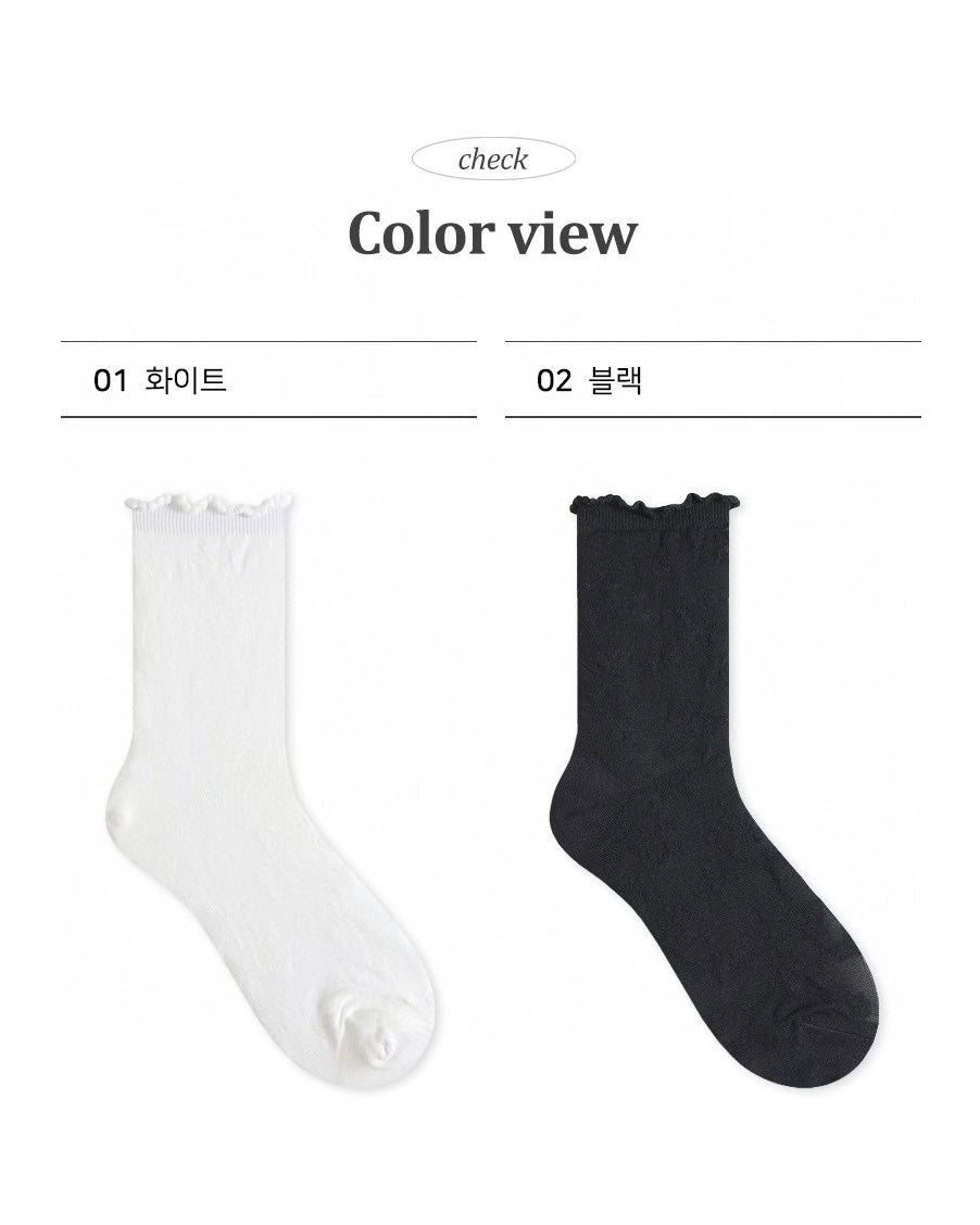 微透暗花襪 | White | Black