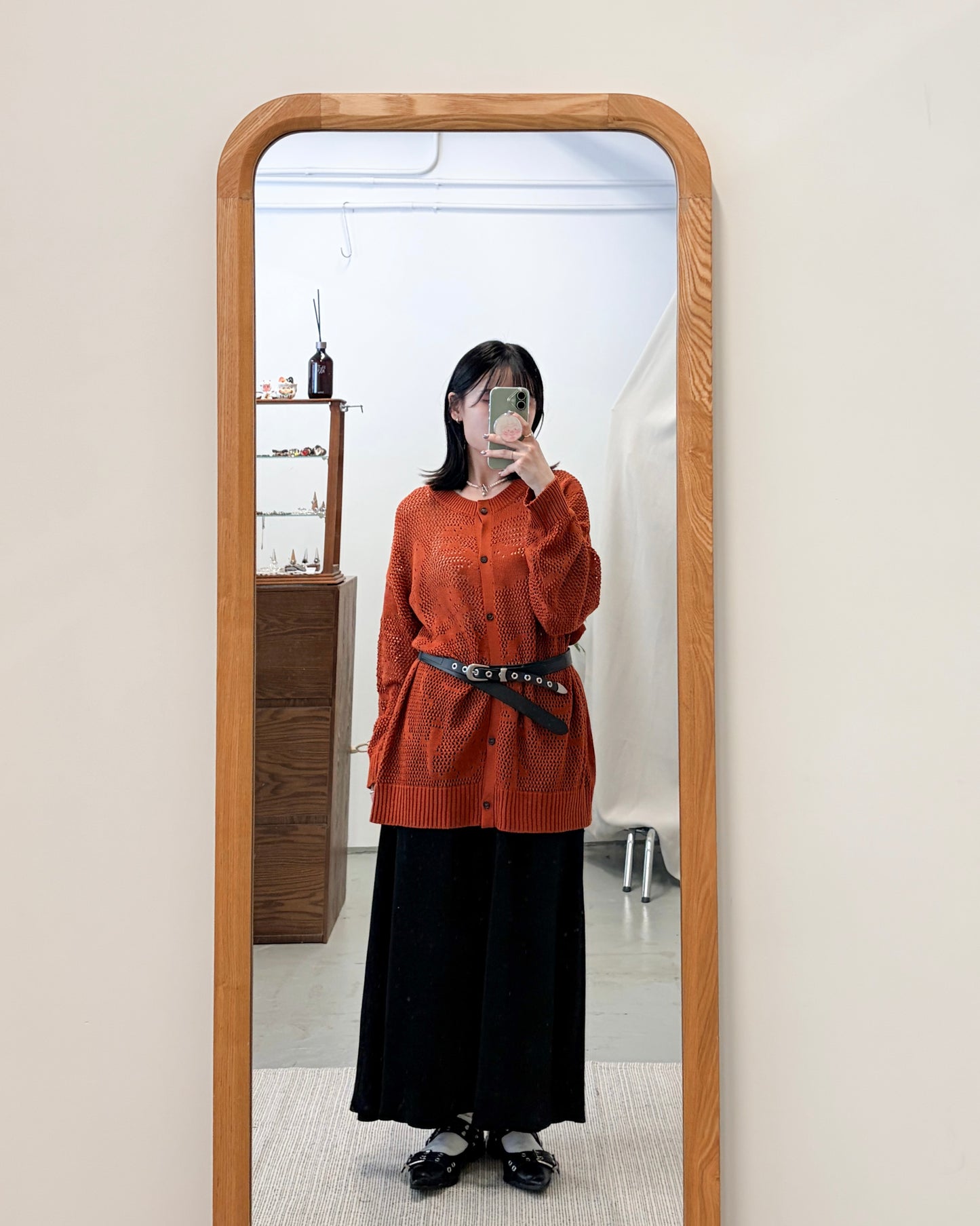 BT13- 圈圈扣疊帶牛皮皮帶 | Black