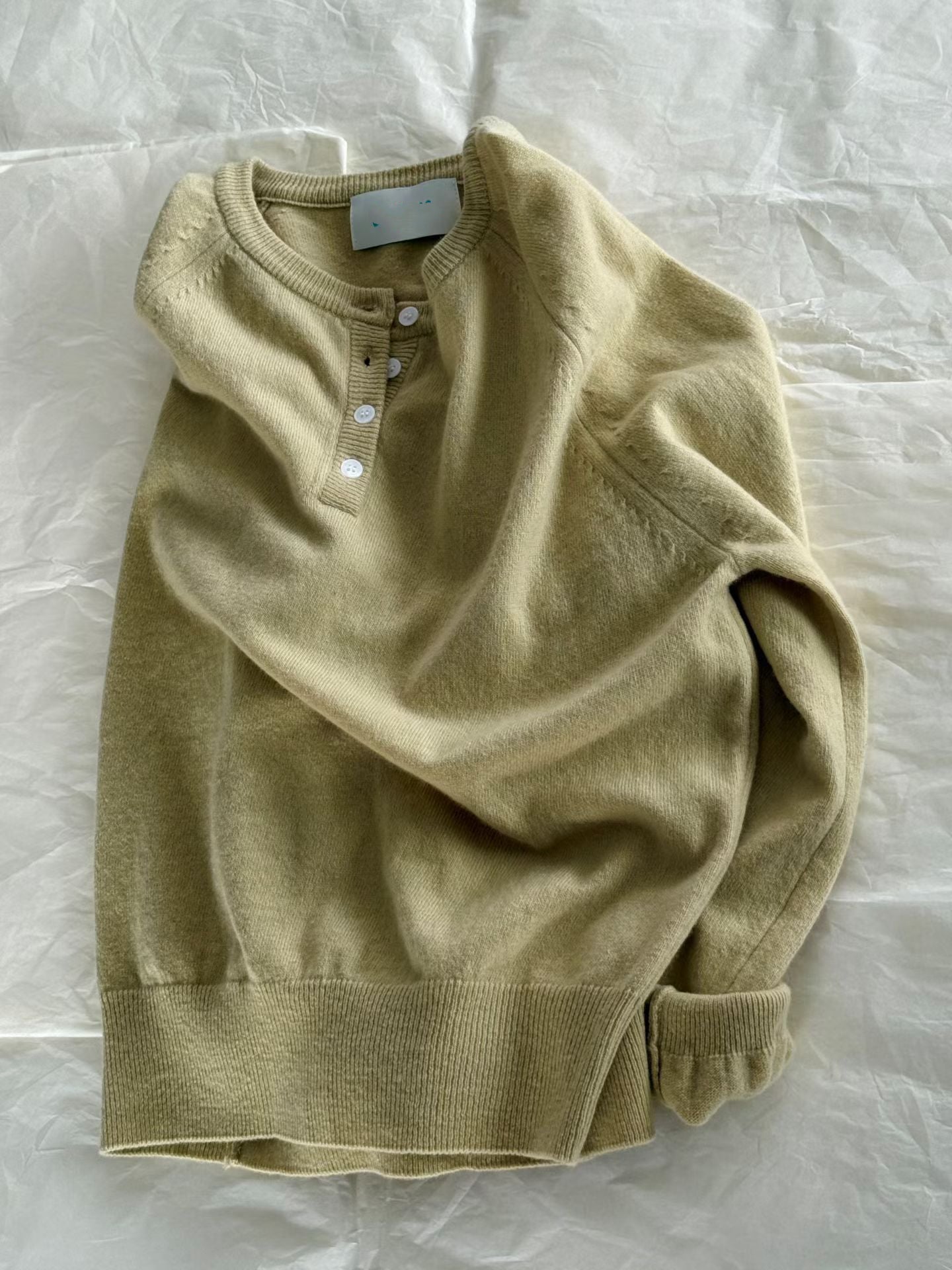 TP718- 🐏Cashmere Button Basic Top | Oatmeal | Pink | Lime | Grey