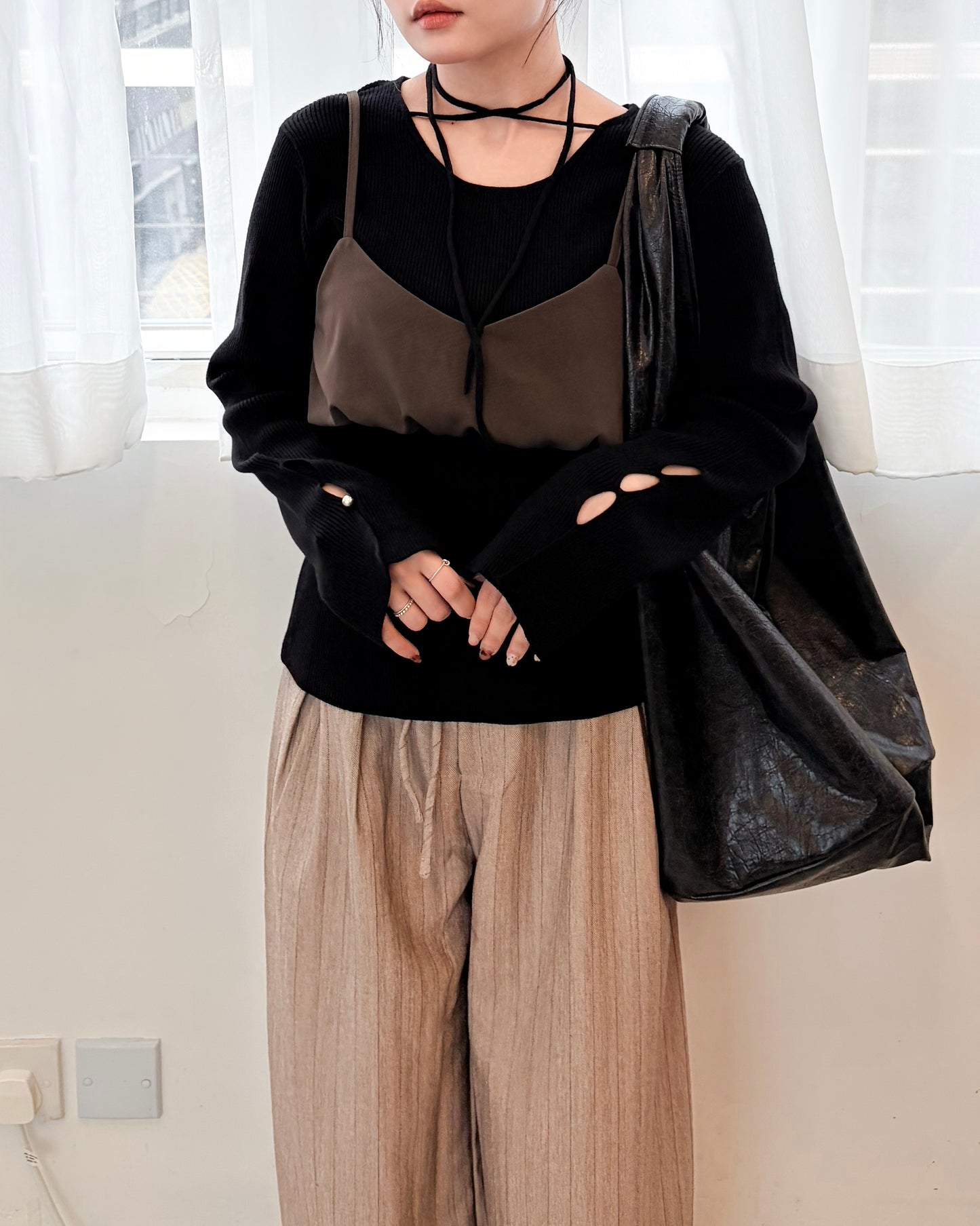 TP685- Bobble Vest Top | Brown | Charcoal