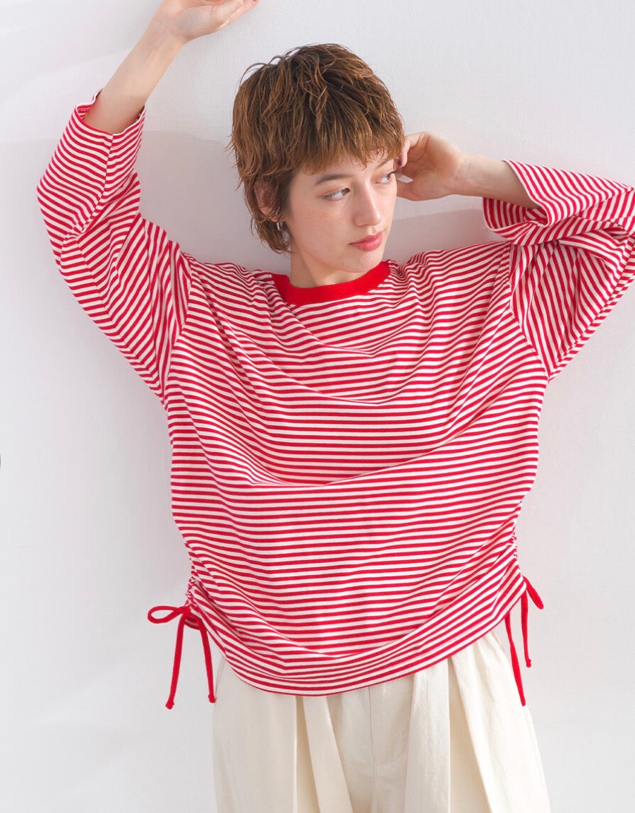 TP731- Soft Cotton Striped Top | Red | Navy | Black