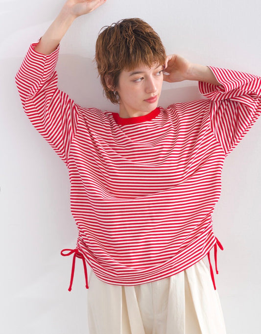 TP731- Soft Cotton Striped Top | Red | Navy | Black