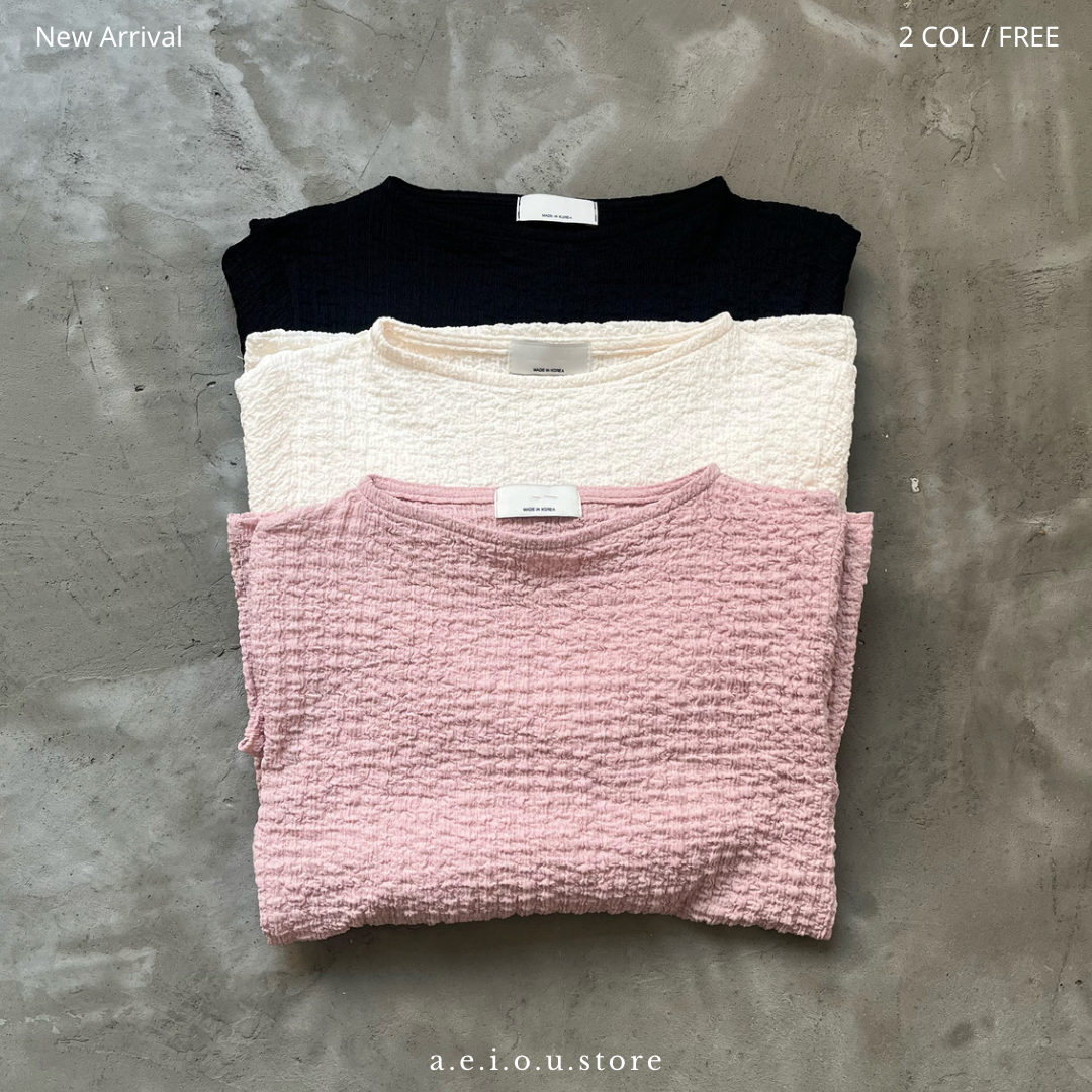 TP261-Waffle pique Top | Ivory | Pink | Black