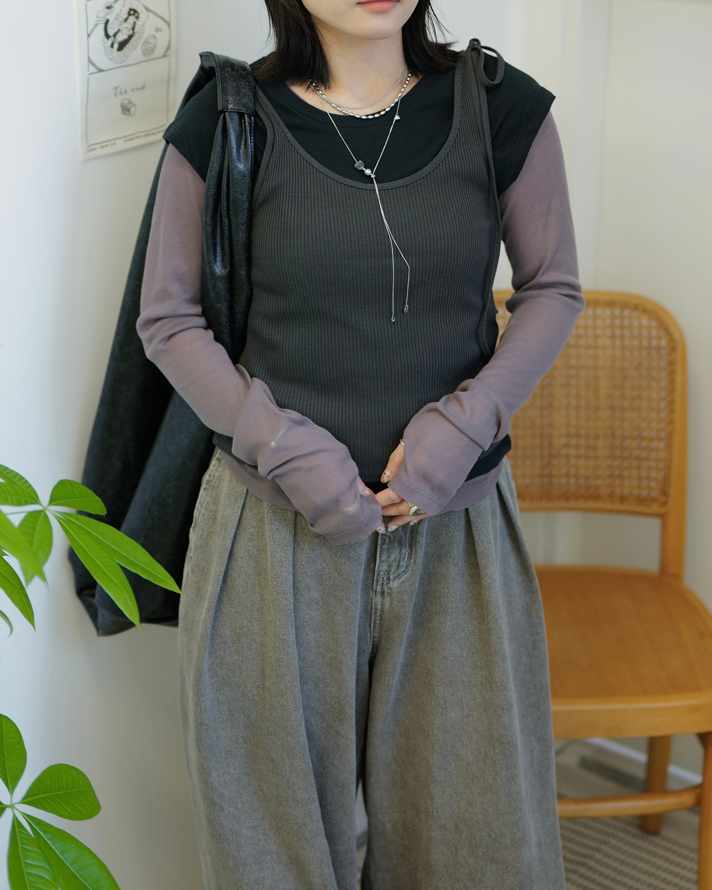 TP677- Long Sleeve Sheer Top | White | Pink | Blue | Grey