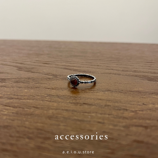 AC178- S925 Vintage Orange Crystal Ring