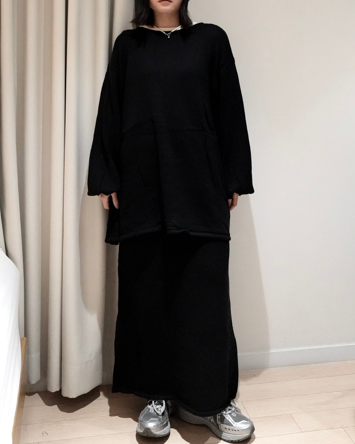 TP705- 3 Way Set Top With Skirt | Grey | Black ( 上衣+ 半截裙 2 件 )