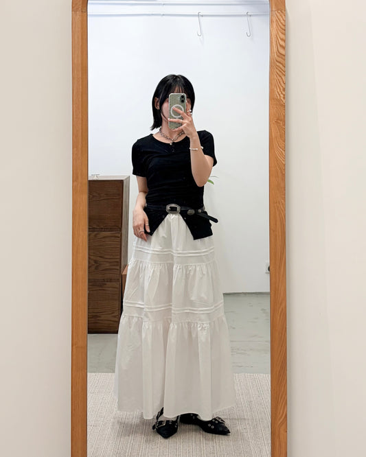 TP744- Short Tube Top Tee | White  | Black