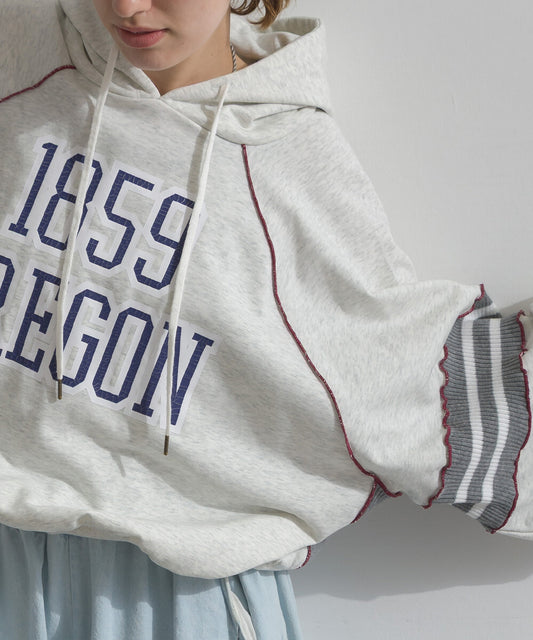 TP708- 拼布Printed Sweatshirt | Grey | Navy