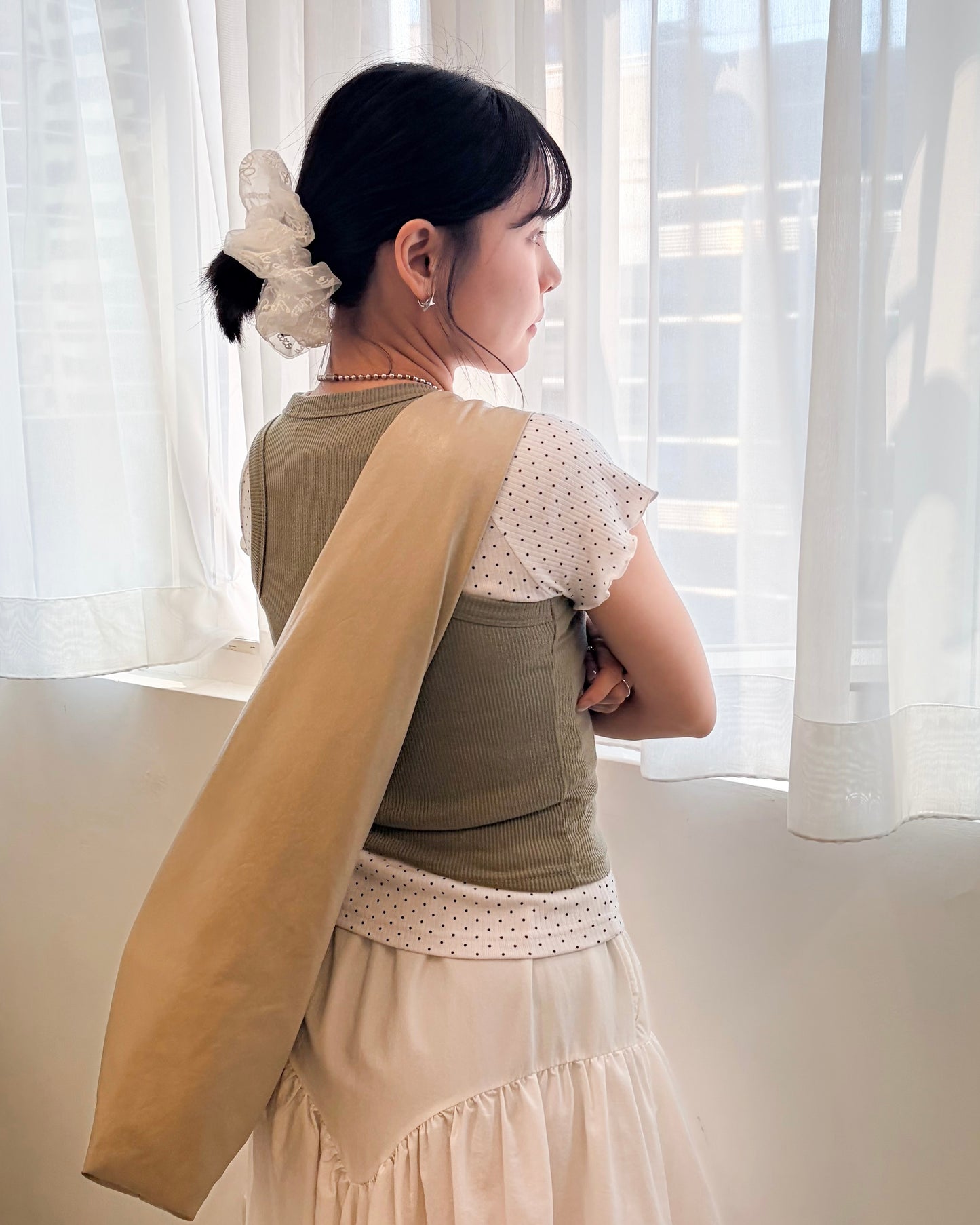 TP748- Ruffle Sleeve Small Dot Top | White | Grey | Black