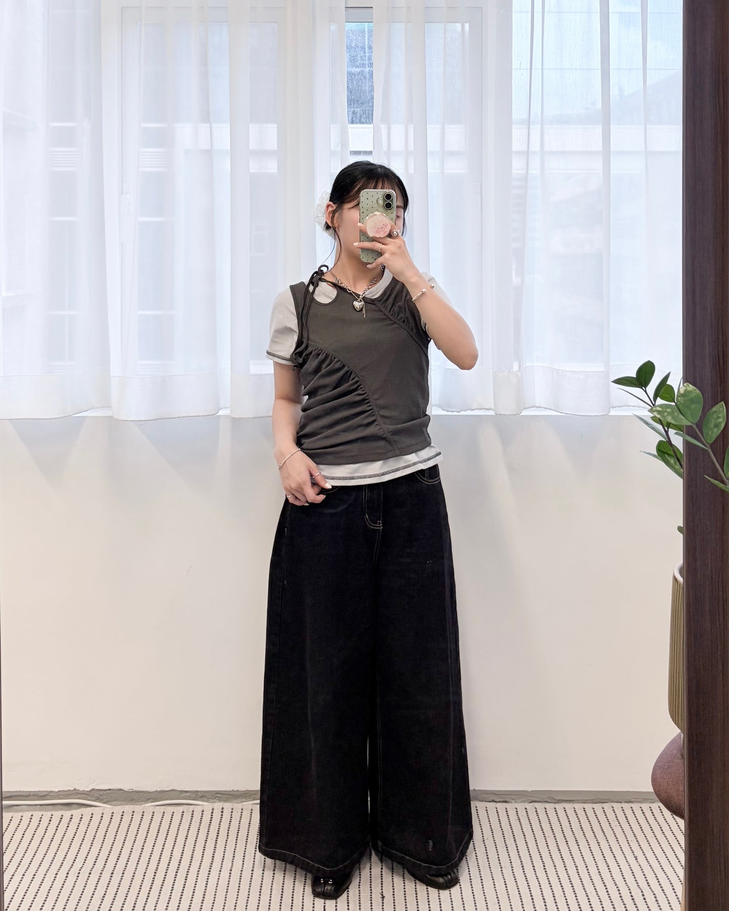 TP804- Ruched Sleeveless Top | White | Brown | Lime | Charcoal