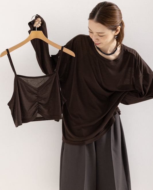TP847- T-Shirt & Shirred Bustier Set | White | Grey | Brown | Black