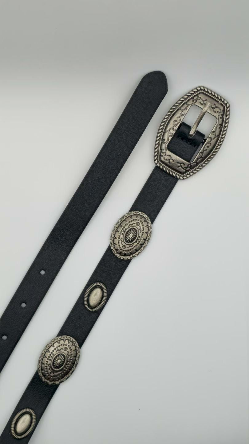 BT12- 復古花紋圖騰PU皮帶