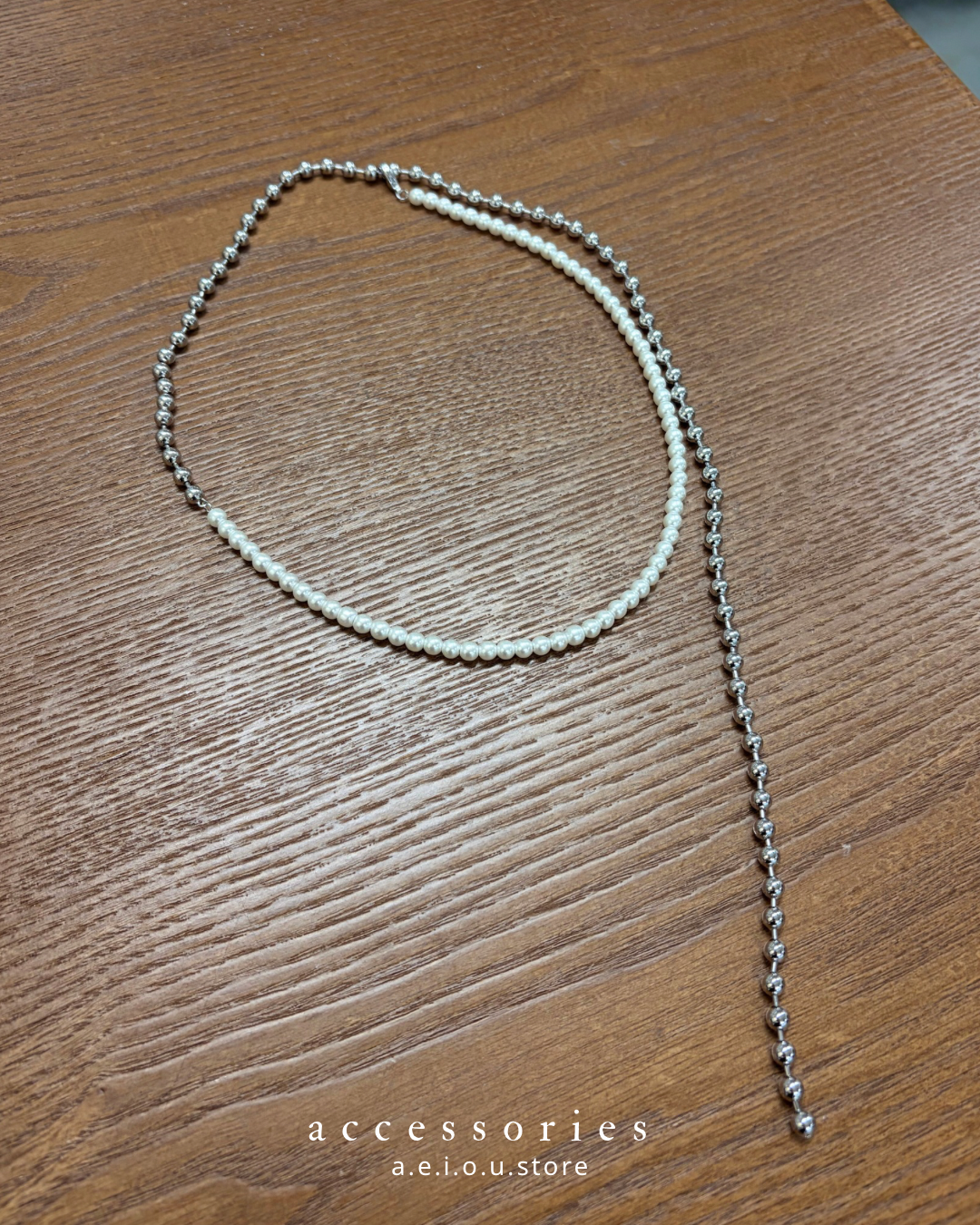 AC275- Pearls mix silver 珠珠長頸鏈