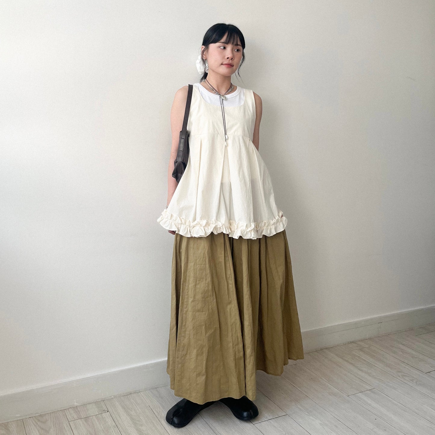 TP638- 方領Ruffles Vest | Ivory