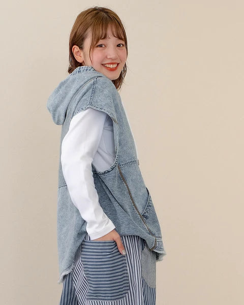 TP486- Chemical Denim Vest | Blue | Black