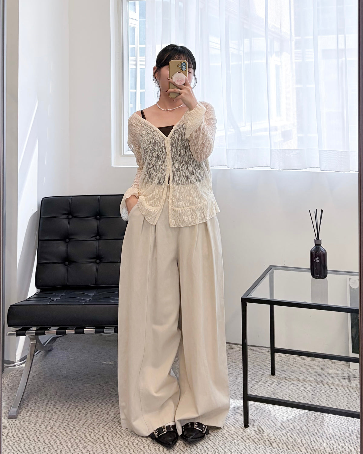 TP848- Lace Frill Cardigan | Ivory | Black