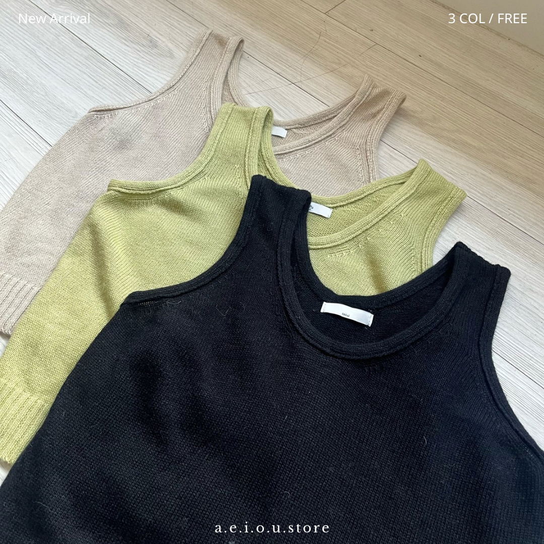 TP370- U Neck Knit Vest | Ivory | Lime | Black