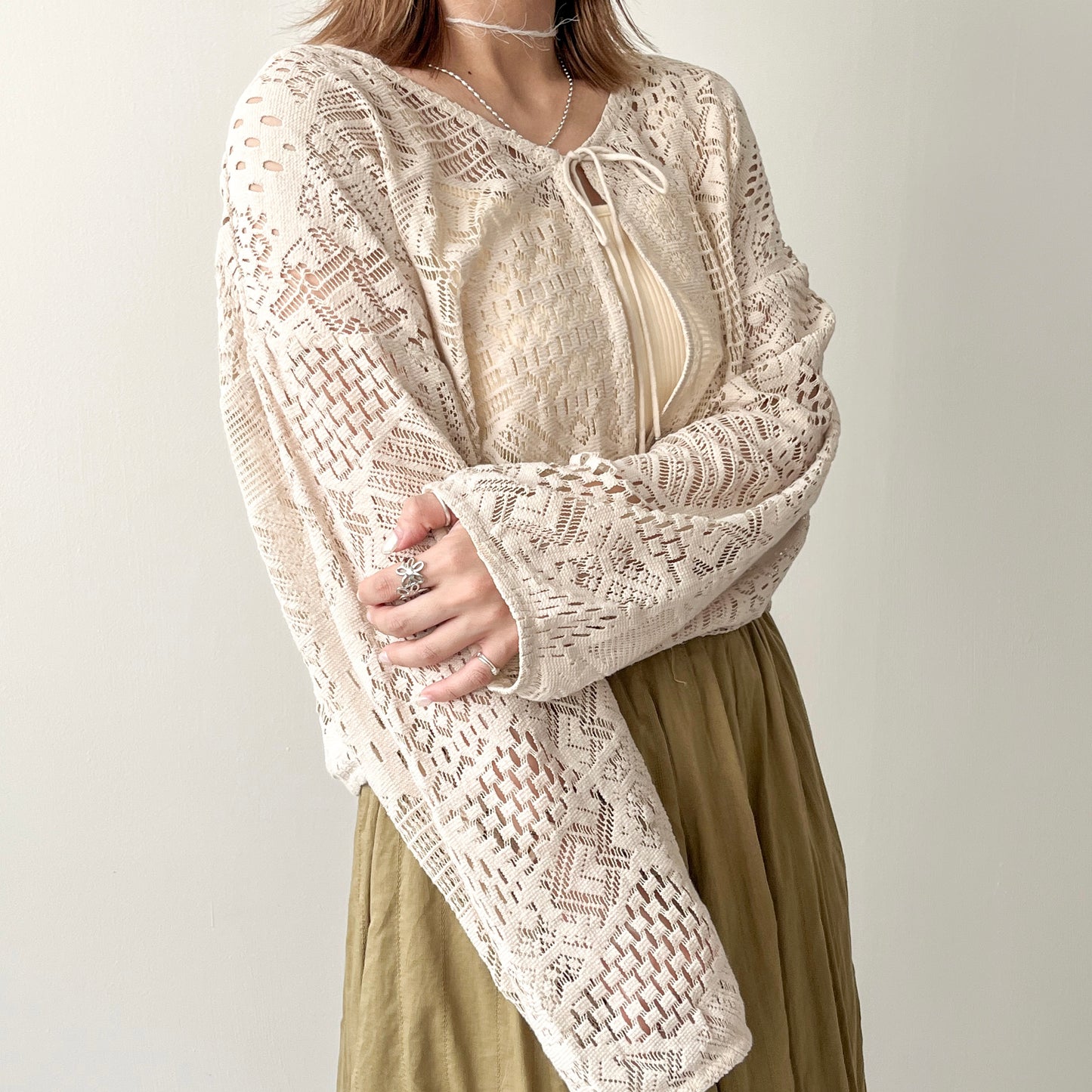 JK20- Lace Cardigan( made in India )| Ivory