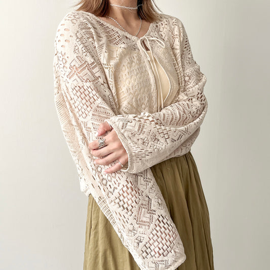 JK20- Lace Cardigan( made in India )| Ivory