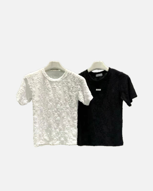 TP758- 暗花Skinny Top | White | Black