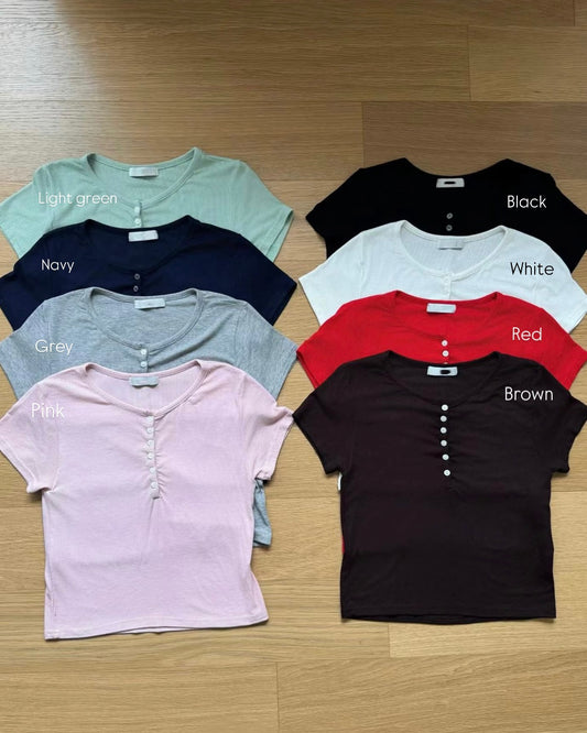 TP773- Sophie single short-sleeved T-shirt | White | Pink | Grey | Light Green | Navy | Red | Brown | Black