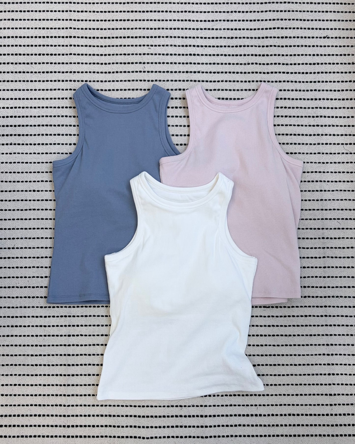 TP799- American Sleeve Tank Top  | White | Pink | Blue