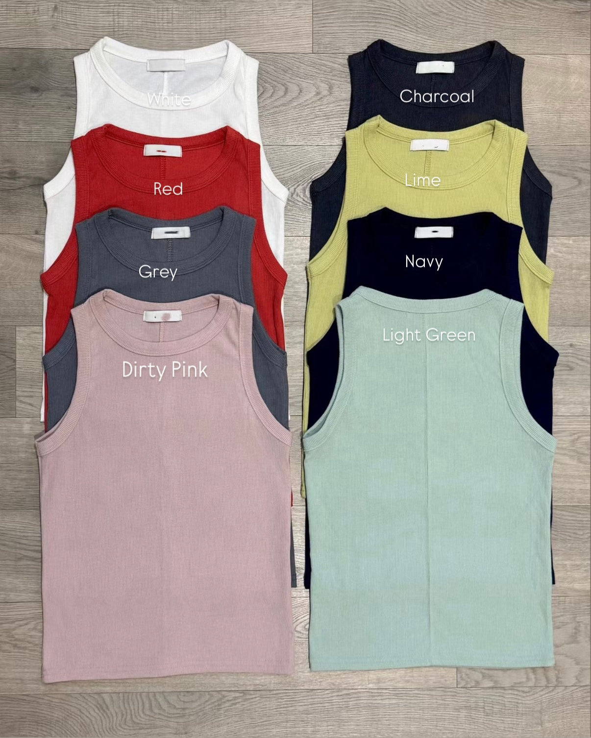 TP808- 8 Color 暗車線Basic Vest | White | Red | Charcoal | Dirty Pink | Navy | Lime | Grey | Light Green