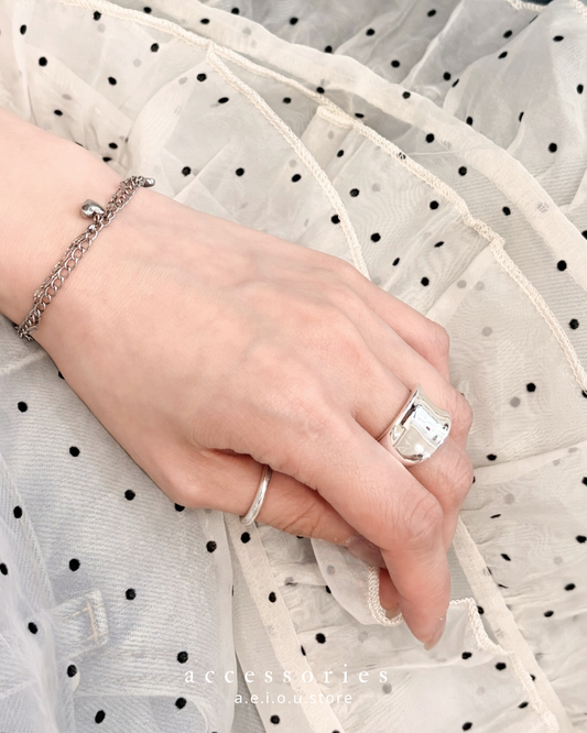 AC299-  鍍銀日光亮面粗介指