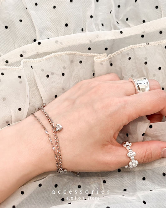 AC300- 鍍銀花花介指