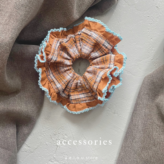 AC262- Orange Checked 橡筋圈