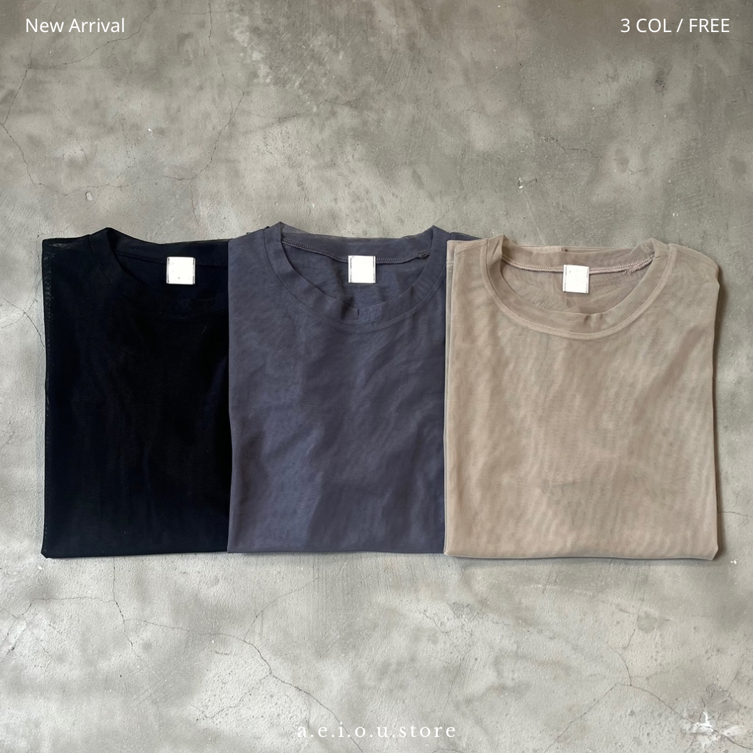 TP320- See-through Tee | Black | Grey | Khaki