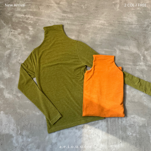 TP237- Two color high neck top | Orange | Green