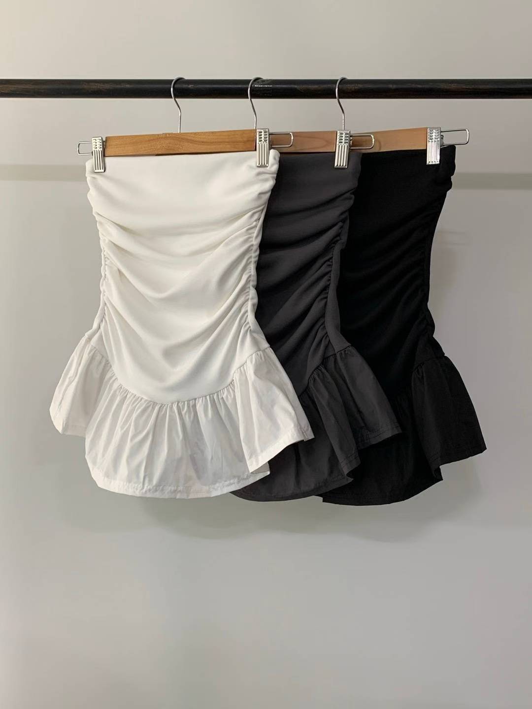 TP711- Ruffle Tube Top layer | White | Grey | Black